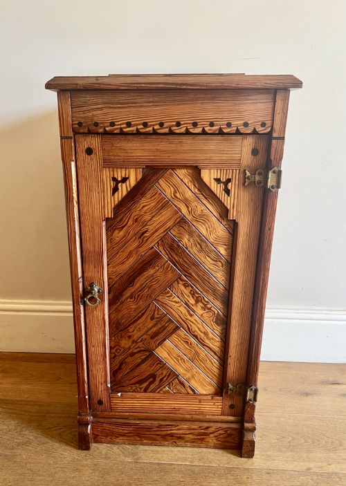 Antique Arts & Crafts Pitch Pine Bedside Cabinet