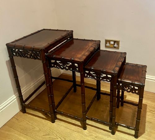 Antique Chinese Padouk Nest of 4 Tables