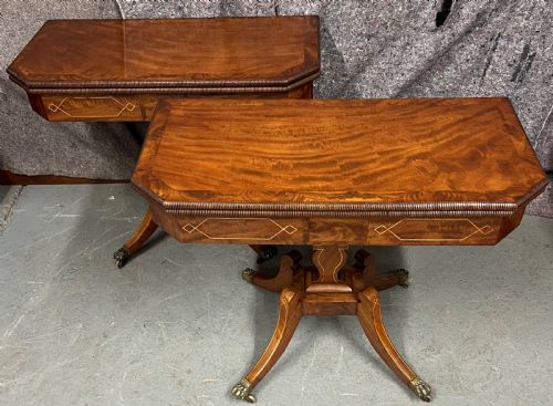 PAIR OF REGENCY MAHOGANY INLAID CARD TABLES