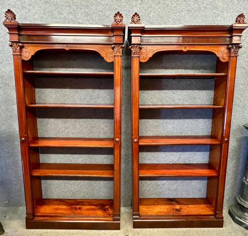 Good Pair of 19th.c. Mahogany Open Library or Alcove Bookcases