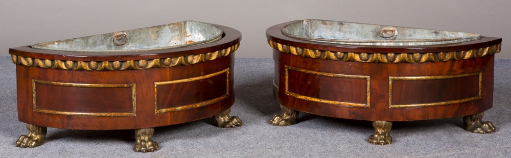 Pair of Regency Demi Lune Planters