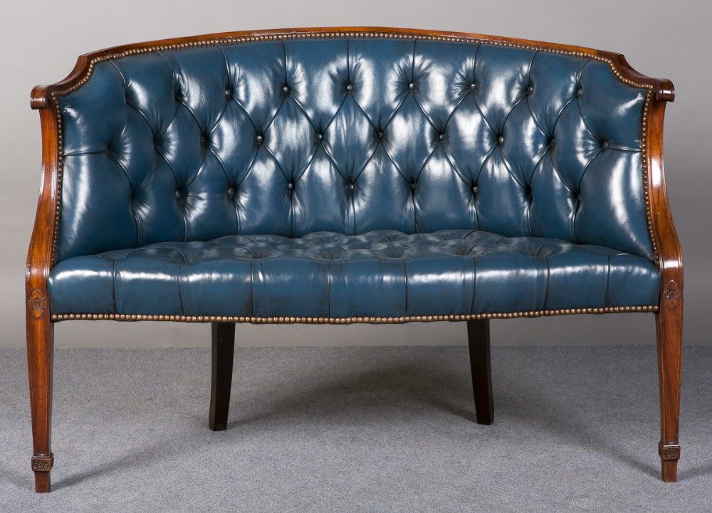 Georgian Revival Leather Settee