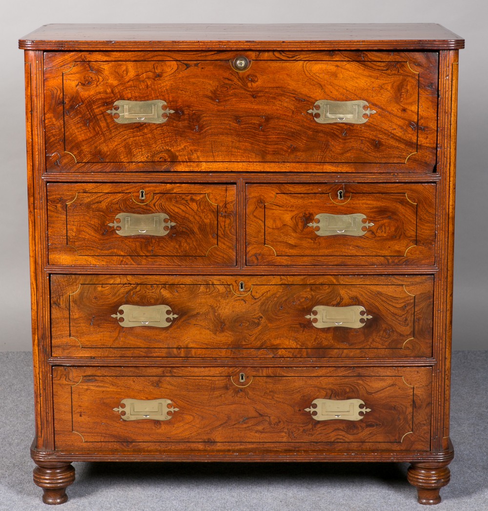 Chinese Export  Campaign Secretaire Chest