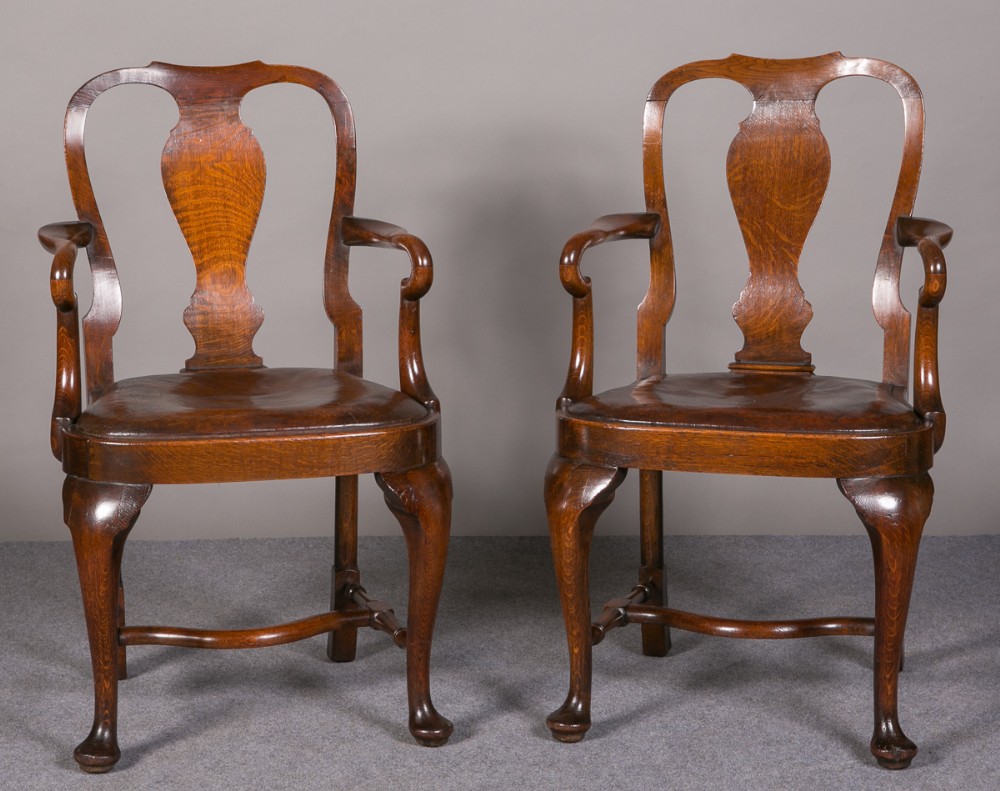 Pair of Oak Elbow Chairs