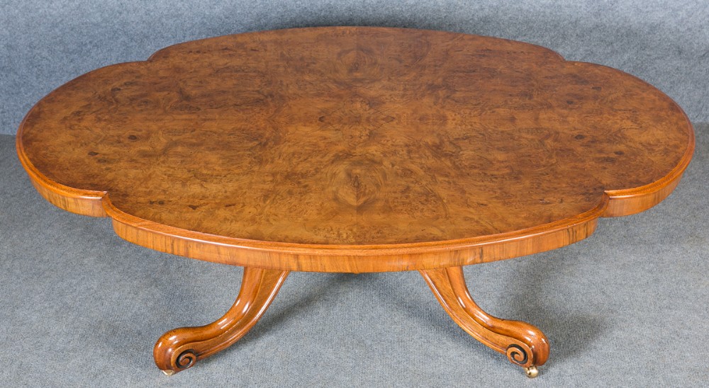 Large Victorian Burr Walnut Coffee Table