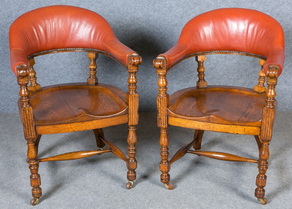 Pair of Antique Oak Desk Chairs