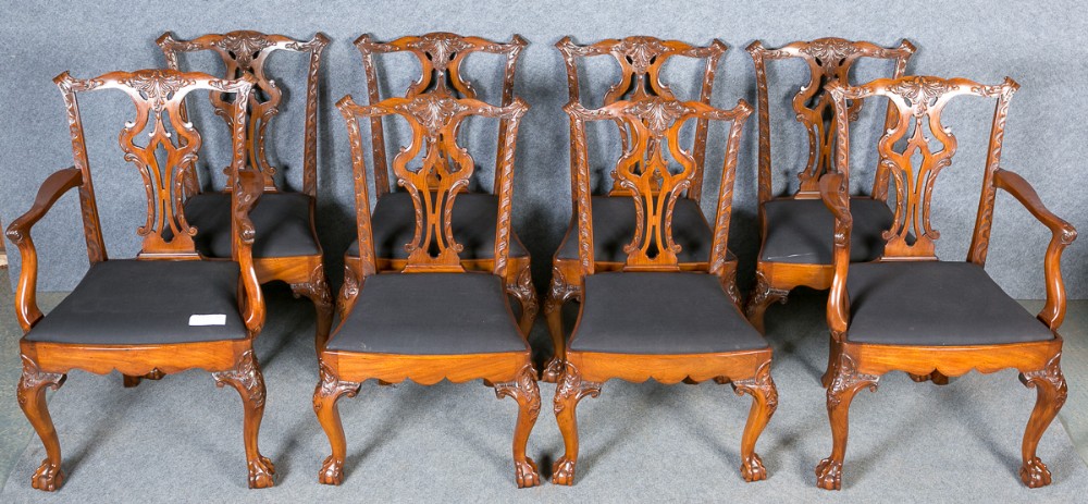 Set of 8 Superior Chippendale Dining Chairs