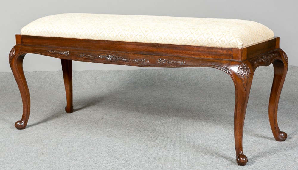 Edwardian Mahogany Window Seat / Duet Stool