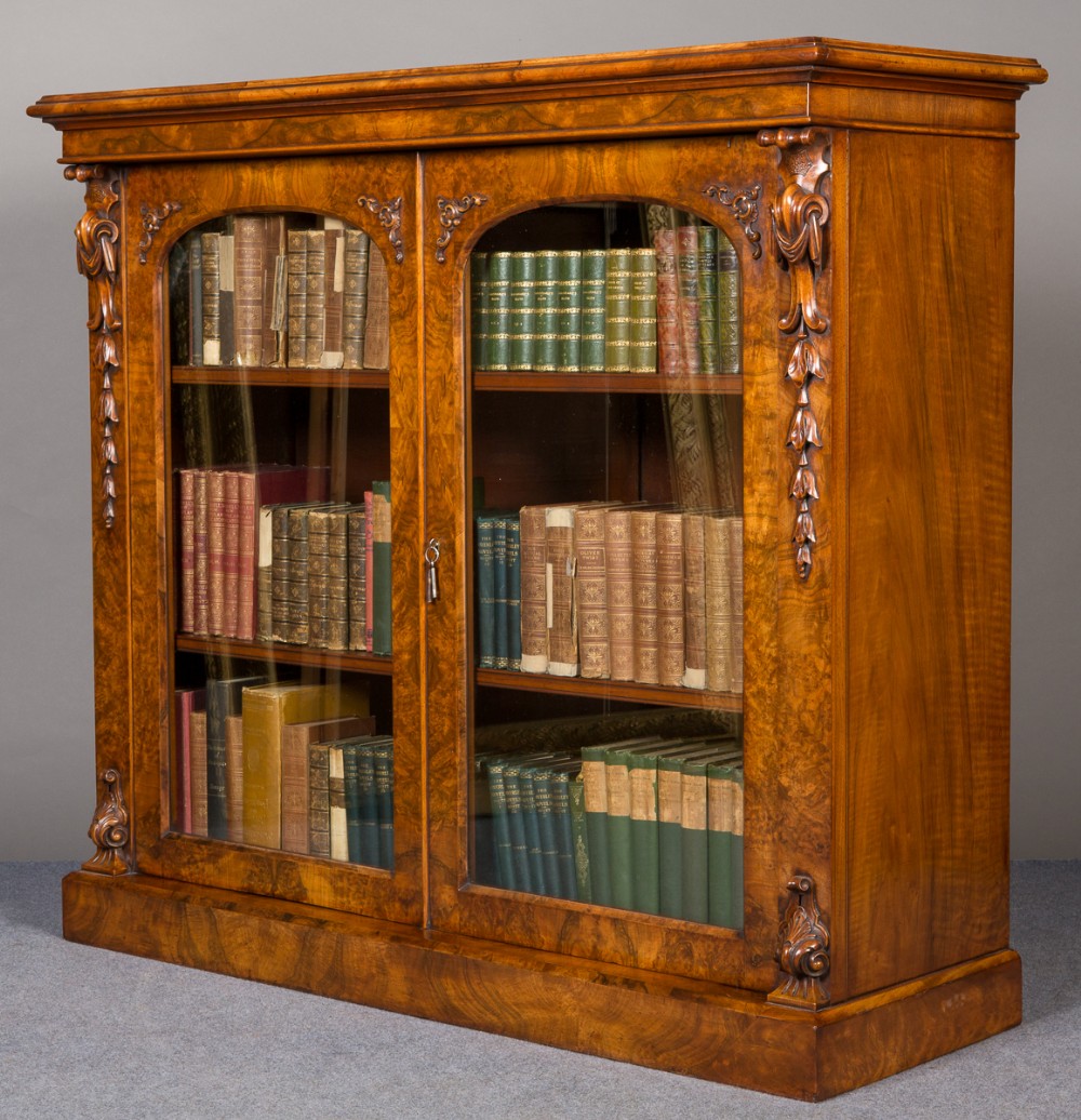 Superior Quality Victorian Burr Walnut Bookcase