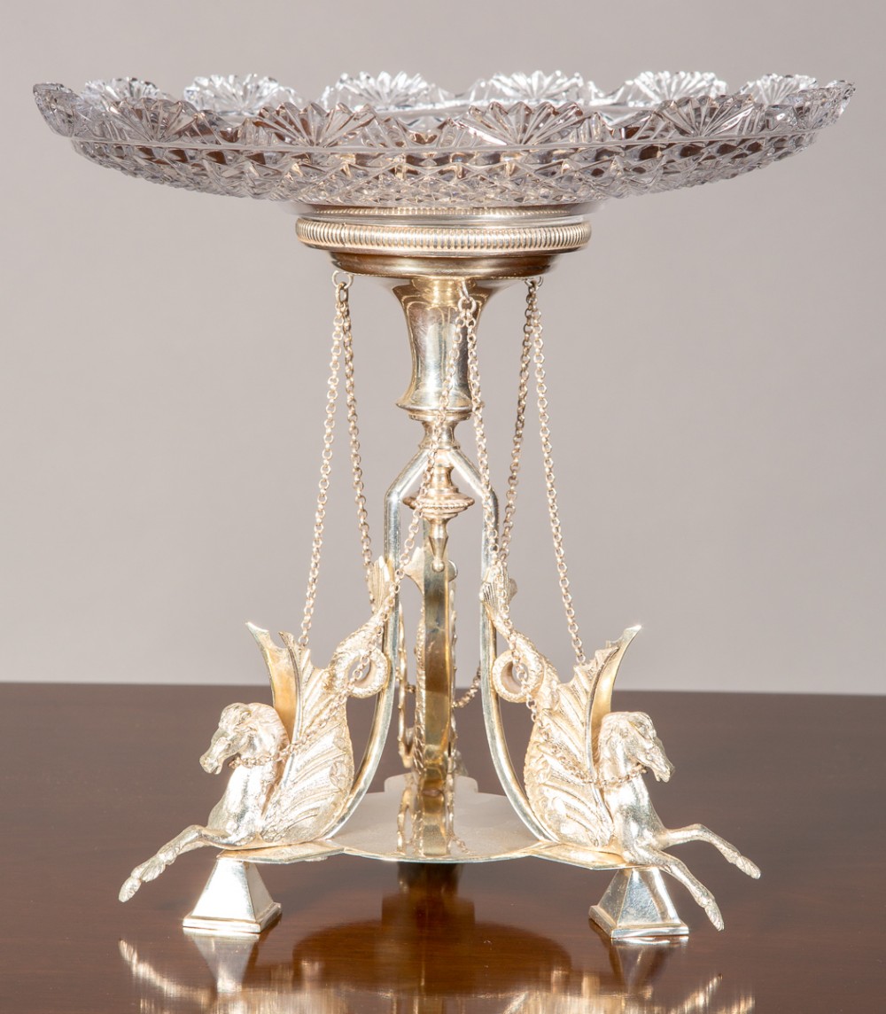 Silver Plated and Cut Glass Table Centrepiece