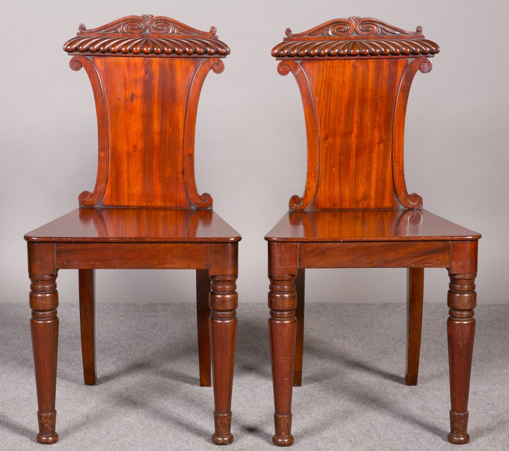 Pair of Mahogany Hall Chairs