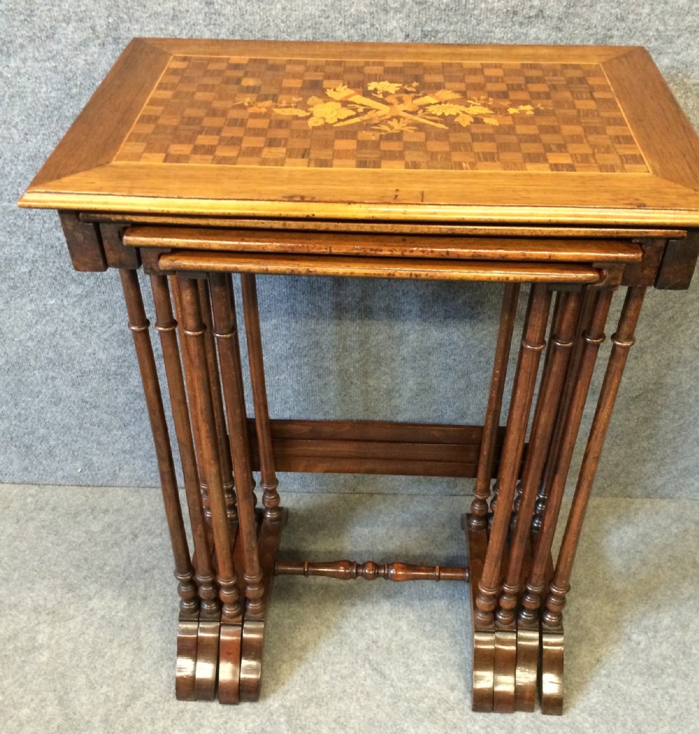 Marquetry Inlaid Nest of 4 Tables