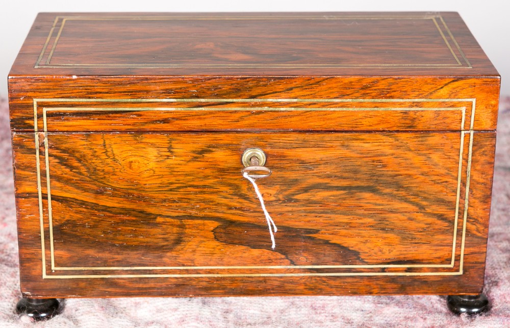 Regency Brass Inlaid Tea Caddy