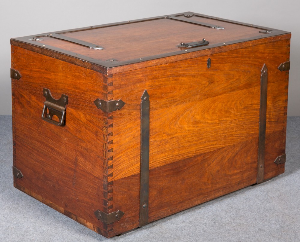 Antique Teak and Iron Bound Trunk