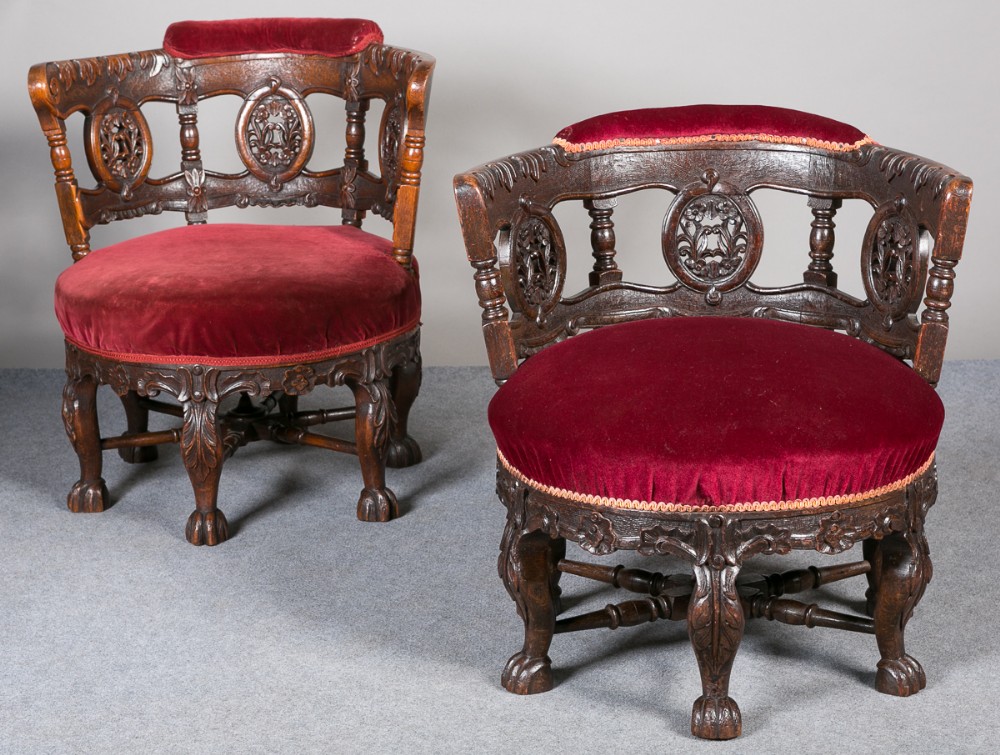 19th Century Carved Oak Burgermeister Chair

