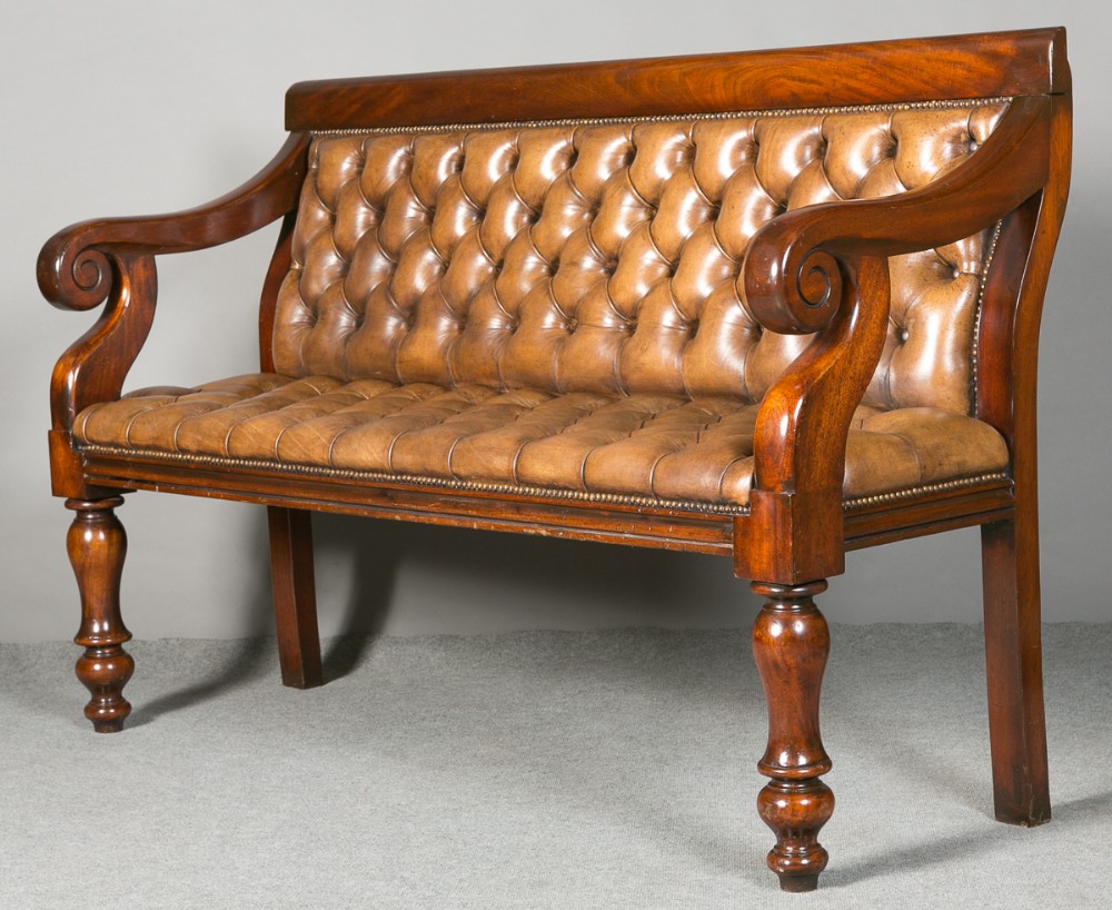 Mahogany and Leather Bench