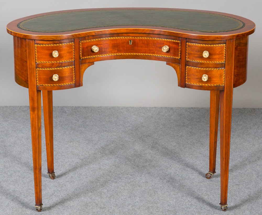 Edwardian Kidney Shaped Writing Table.