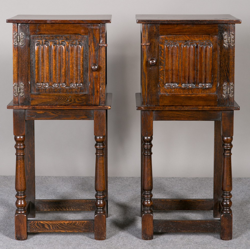 Pair Oak Bedside Cabinets