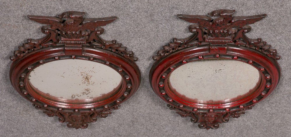 Pair 19th.C. Cast Iron Convex Wall Mirrors
