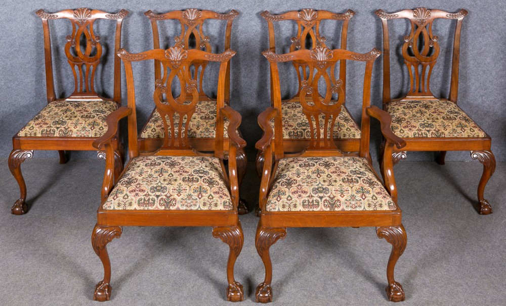 Set of 6 Chippendale Style Dining Chairs