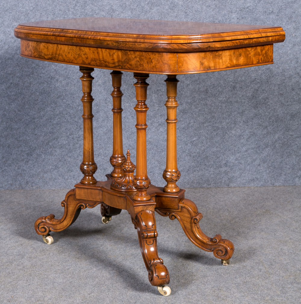 Victorian Burr Walnut Card Table