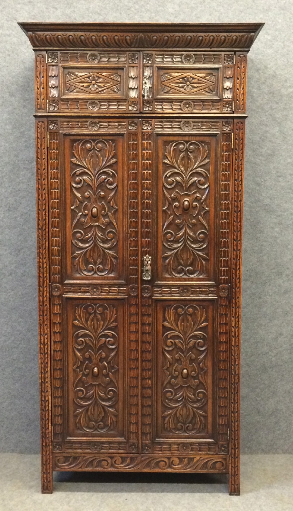 Antique Carved Oak Hall Robe