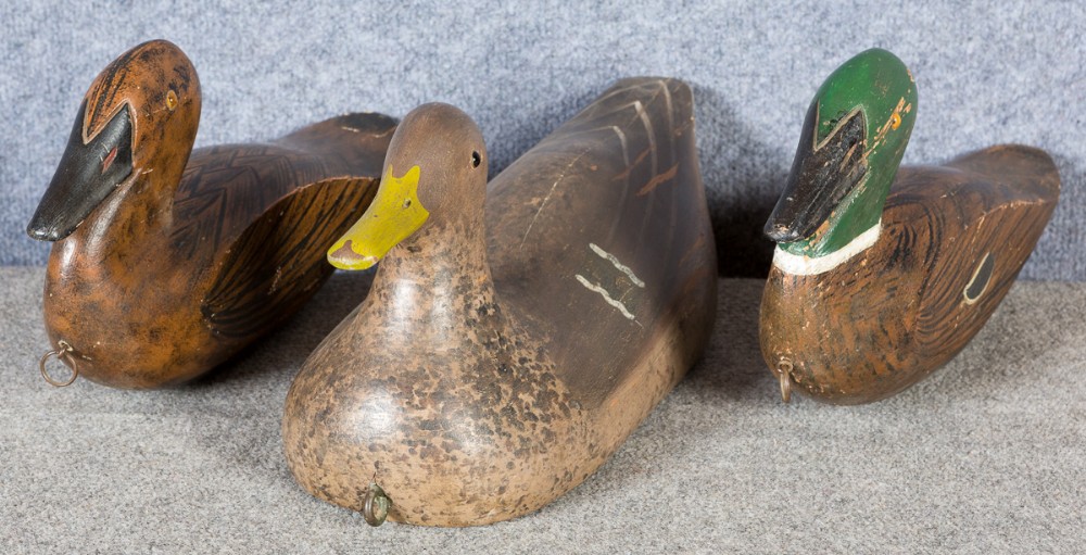 3 Carved Decoy Ducks