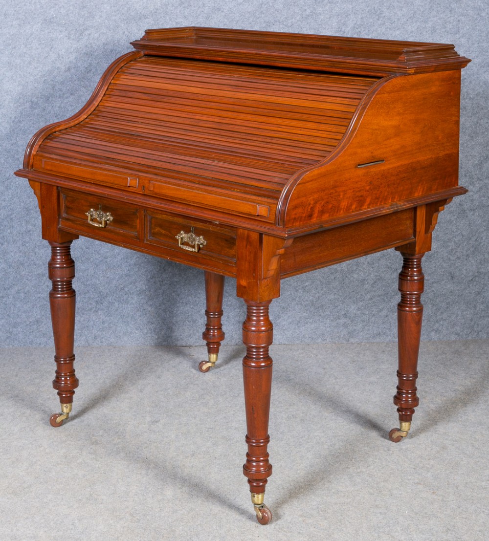 Victorian Walnut Roll Top Desk