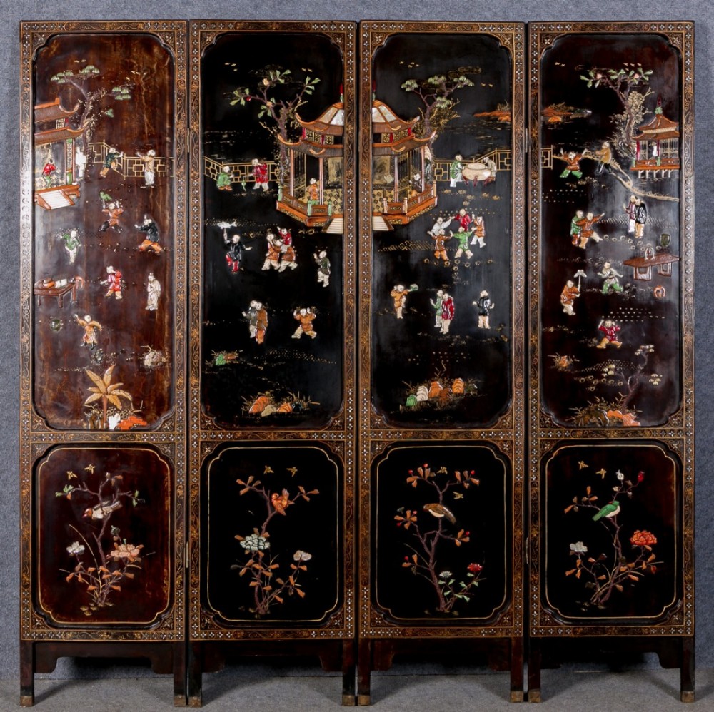 Attractive Chinese 4 fold screen