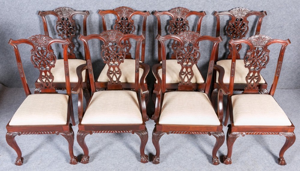 Set of 8 Chippendale Style Dining Chairs