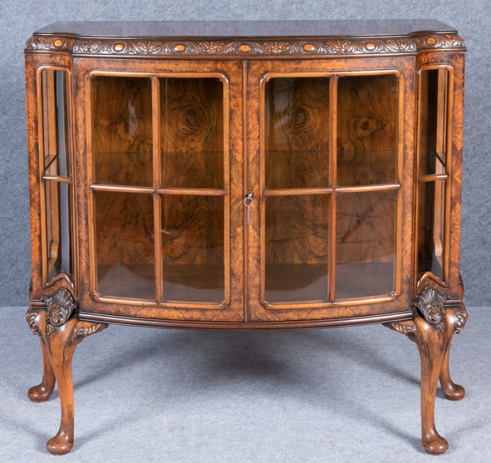 Superb Walnut Display Cabinet