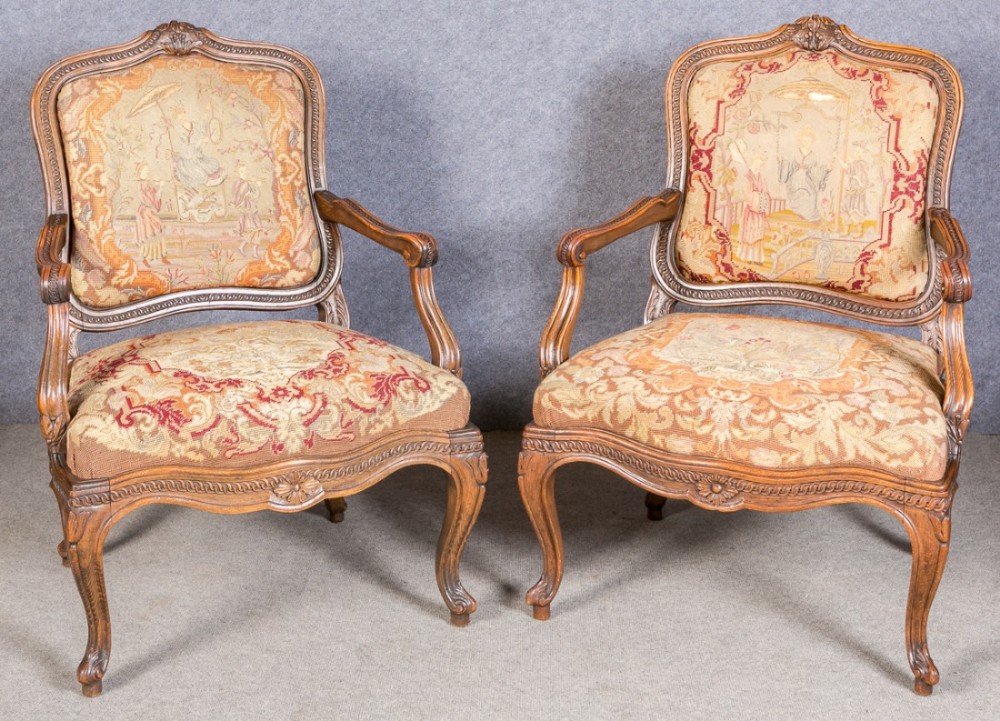 Pair of French Open Armchairs