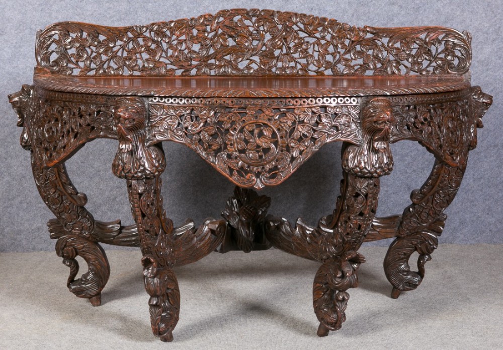 Anglo Indian Demi Lune Side Table / Console Table