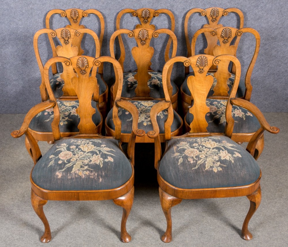 Fine Set of 8 Queen Anne Style Dining Chairs