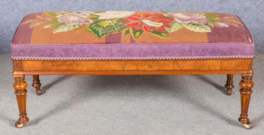 Victorian Walnut Window Seat / Stool