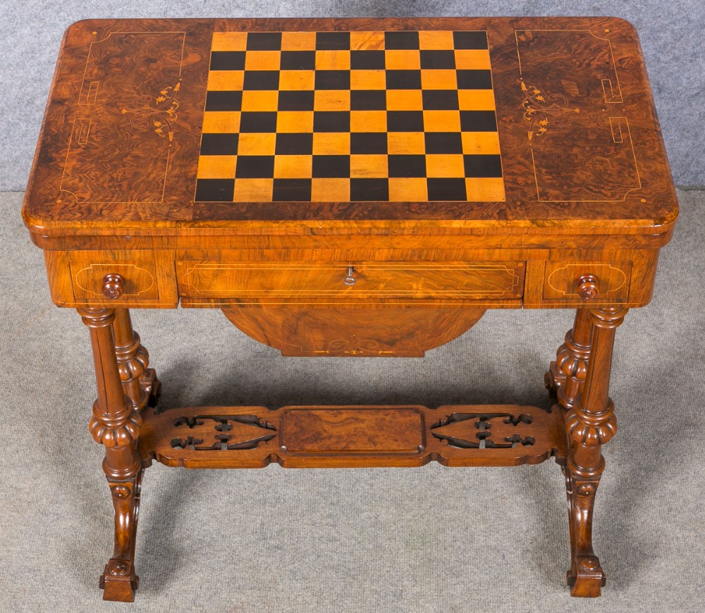 Fine Victorian Walnut Work & Games Table