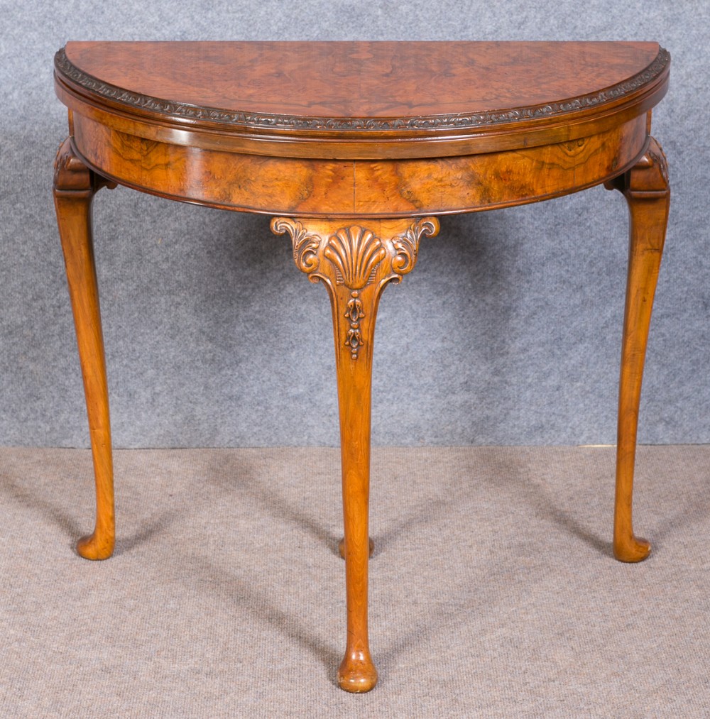 Walnut Demi Lune Card or Side Table