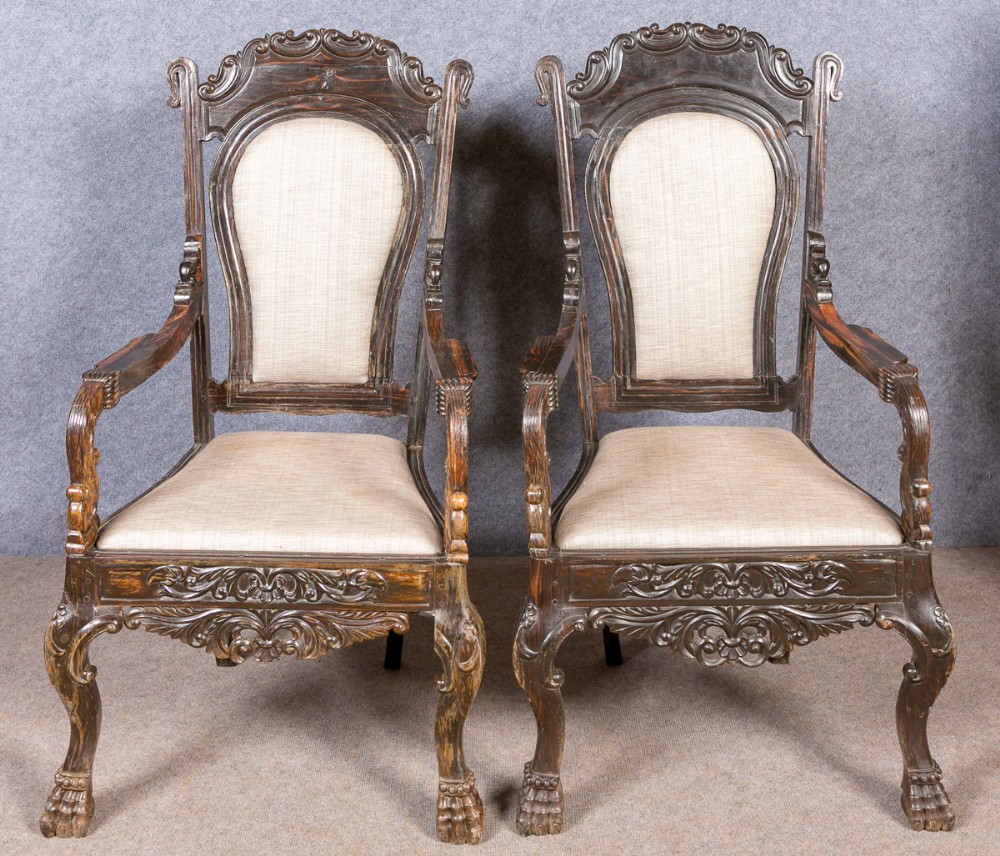 Pair of Anglo Indian Open Armchairs