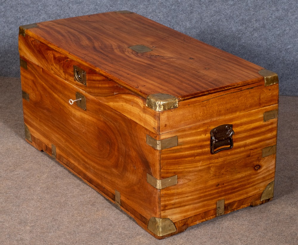 Antique Camphor Wood Campaign Trunk 