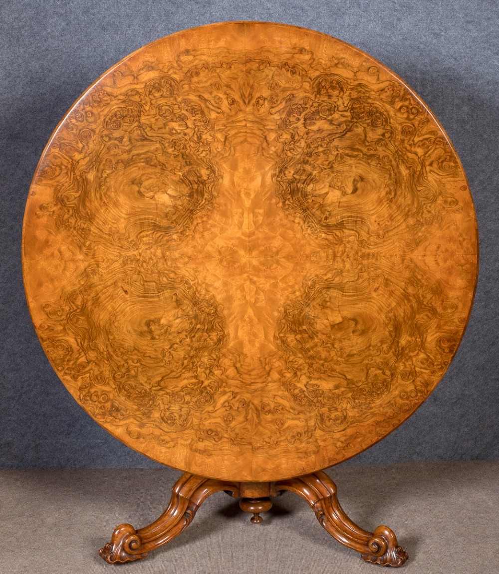 Victorian Burr Walnut Dining Centre Table