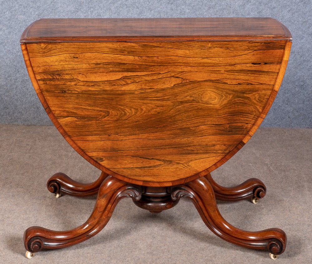 Fine Quality Rosewood Drop Leaf Dining Table