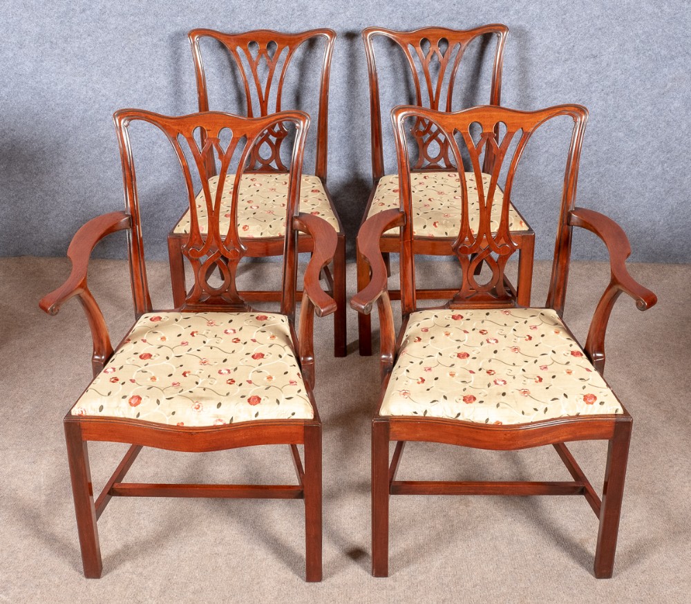 Good set of 10 (8+2) Chippendale Style Chairs