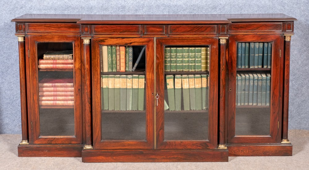 Regency Breakfront Rosewood Bookcase