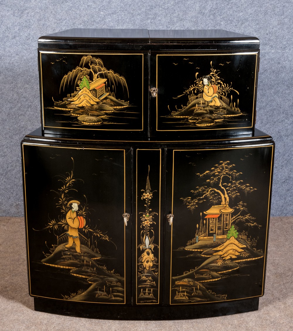 Superb Chinoiserie Art Deco Cocktail Cabinet