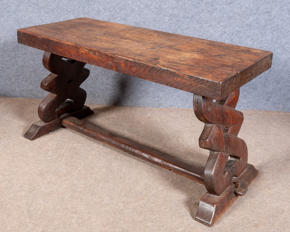 Unusual Antique Oak Refectory Table