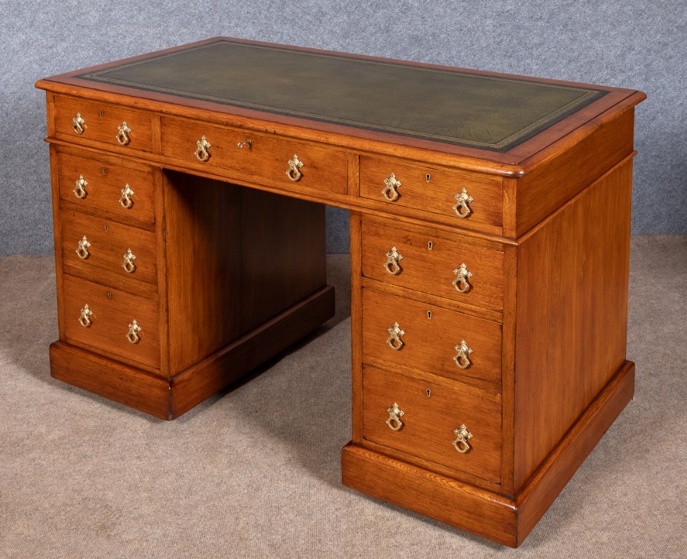 Victorian Oak Pedestal Desk