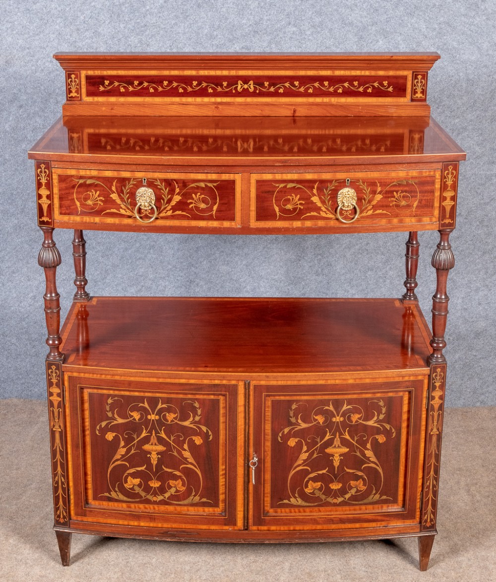 Fine S.& H. Jewell Sheraton Revival Inlaid Dumb Waiter