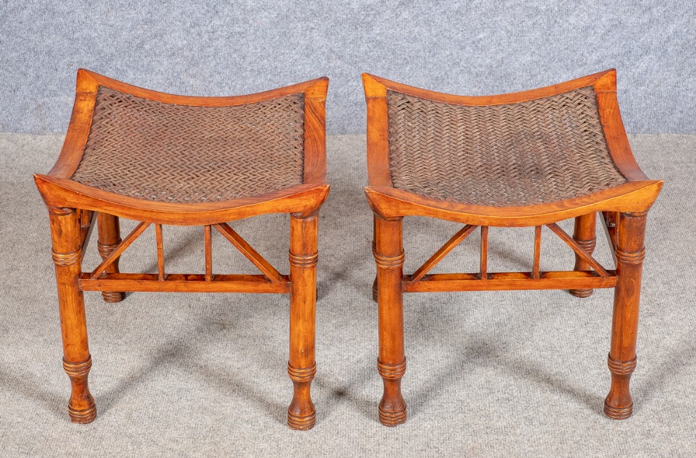 Pair of Thebes Liberty & Co. Style Stools