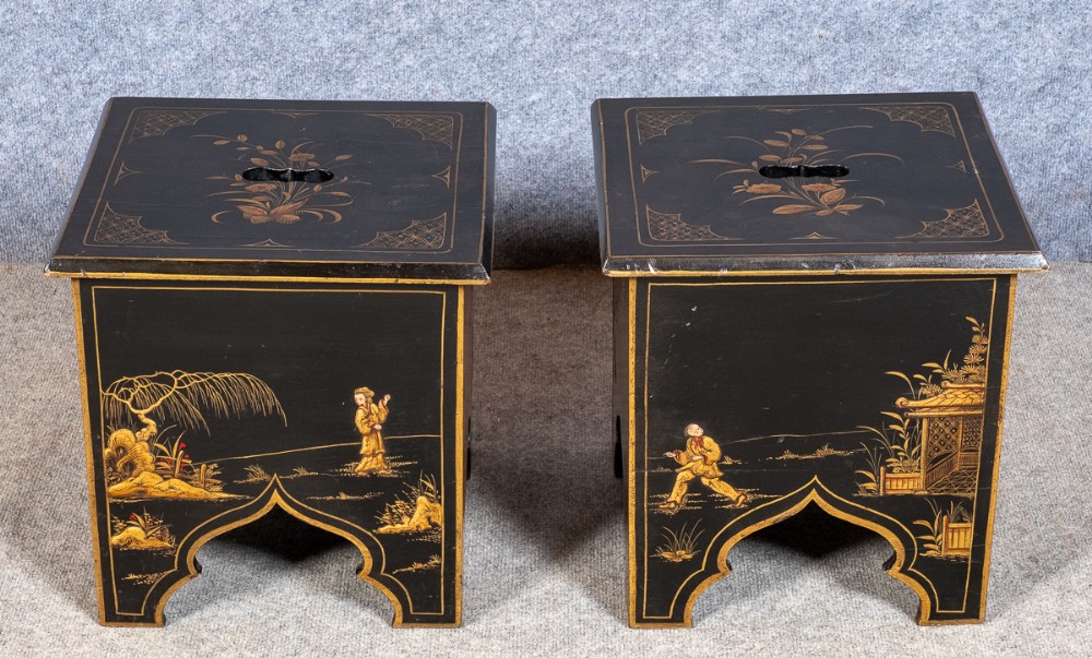 Pair of Chinoiserie Stools