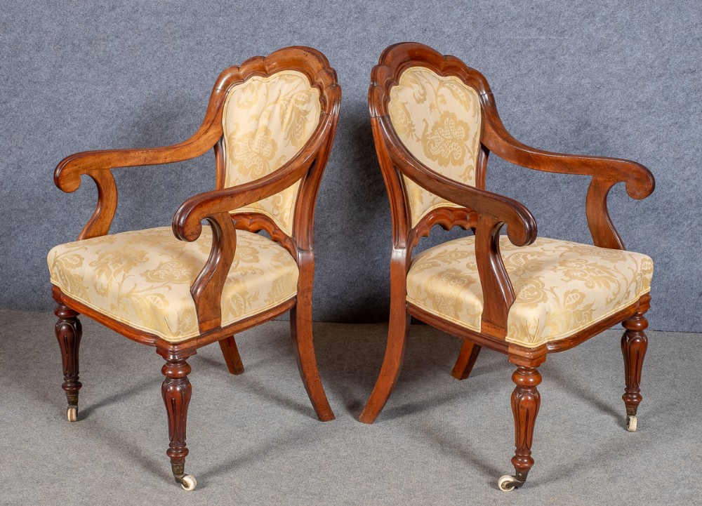 Good Pair of Victorian Mahogany Elbow Chairs